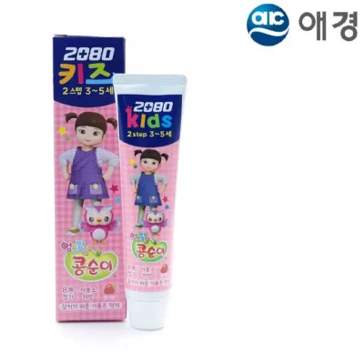 2080키즈 치약 유아용 어린이 80g 2Step 애경치약 구강관리 딸기향 치아관리 콩순이