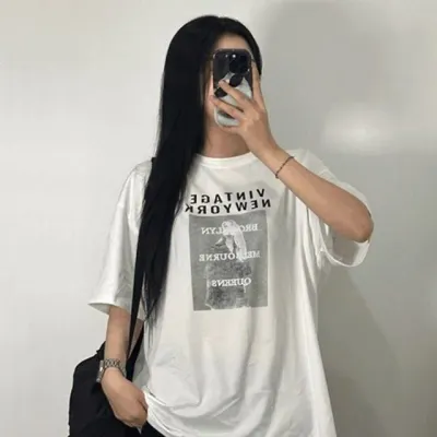 레터링 반팔 티셔츠 오버핏 빈티지 박스티 여름 홈웨어 블랙 화이트 베이지