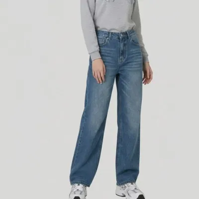 워싱 일자 세미 와이드 데님 청바지 여성청바지 여성데님팬츠