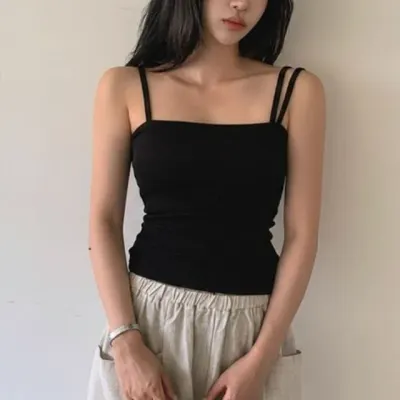 끈나시 슬림 민소매 이너 크롭 나시티 여성끈나시 슬림나시