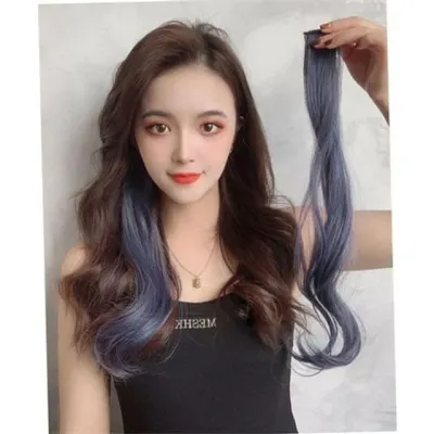 여성 웨이브 붙임머리 여성 헤어 피스 포인트 하이라이트 똑딱이 부분 투톤