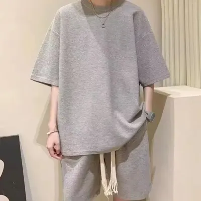 남자 반팔 반바지 셋업 오버핏 허리밴딩 데일리룩