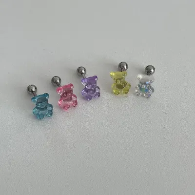 귀여운 미니 오로라 곰돌이 젤리곰 하리보 써지컬 알러지방지 피어싱