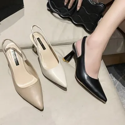 3컬러 데일리 펌프스힐 구두 슬링백 여름 베이직 미들힐 여성 신발