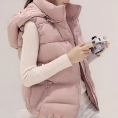 후드 퀄팅 패딩 여성 경량 조끼 겨울 방한 홈웨어 아우터
