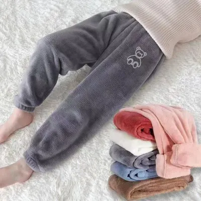 아동잠옷바지 어린이 잠옷 가을과 겨울 산호 양털 중형 및 대형 어린이 따뜻한 바지 기모 두