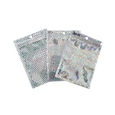 걸이형 디자인 홀로그램 지퍼백 포장봉투 14x20cm