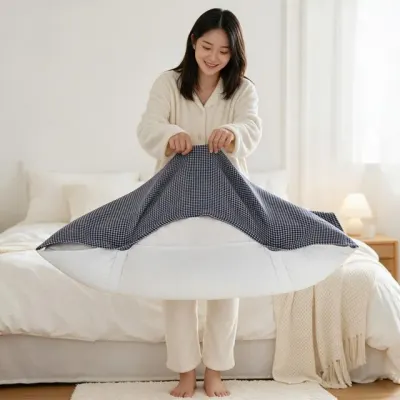잔체크 밴딩형 기숙사 침대 학생 교체용 침구 보조 커버 2장세트