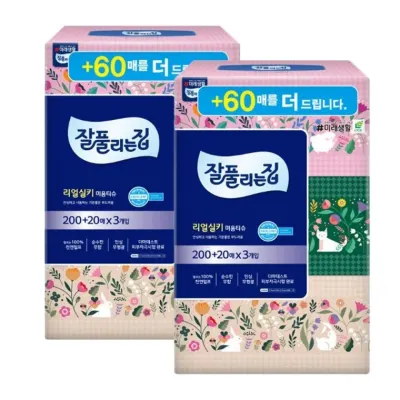 잘풀리는집 미용티슈 200매+20매 3입 2팩