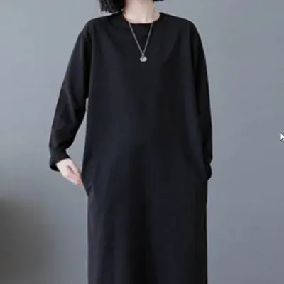 여유핏 롱원피스 맨투맨 스타일 홈웨어 파자마 데일리 원피스