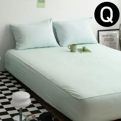 해피니 샤이니 40수 순면 홑 매트리스커버 퀸 Q (민트)