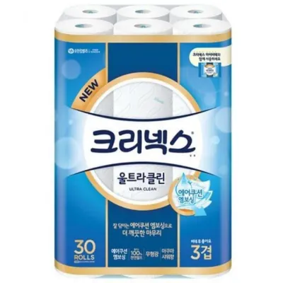 크리넥스 울트라클린 3겹 화장지 두루마리 휴지 30롤