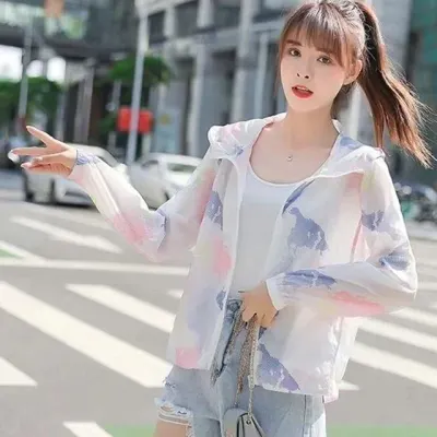 나염 패턴 후드 비치 집업 자켓 바람막이 비치집업 여름집업