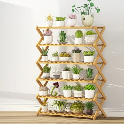대나무 인테리어 화분진열대 ver12(80cm)(6단)
