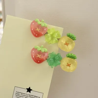 자체제작 헤어핀 클로버 딸기 파인애플 악어핀 머리핀 헤어핀 포인트 사은품 소품샵