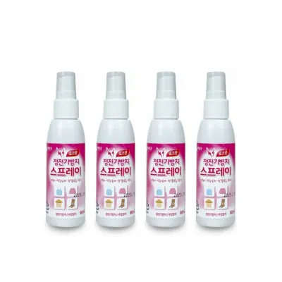 리빙굿 정전기방지 스프레이(60ml) 로즈향-4개 섬유스프레이 탈취제 의류스프레이 니트