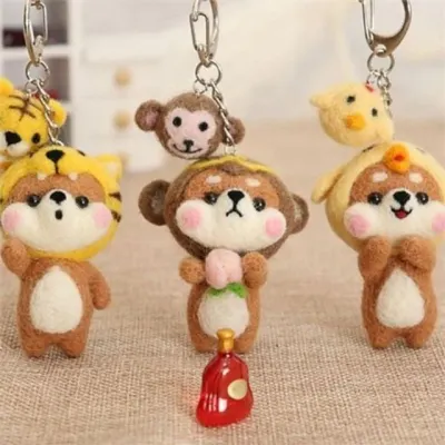 양모 펠트 diy 키링 니들 펠트 만들기 핸드메이드 초보자용 동물 인형 재료 키트 반려동물 귀여운 선물용