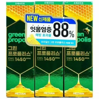 메디안 프로폴리스향 홈패밀리치약 프레쉬민트100g3개