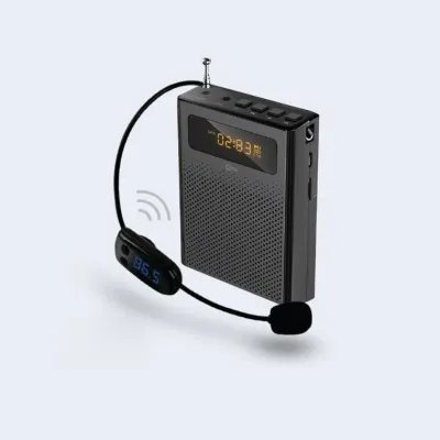 Coms 휴대용 마이크 앰프 스피커 블랙 FM 라디오