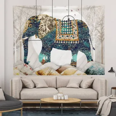 ST 벽장식 가림천 포스터 코끼리 가림막 패브릭 100x70cm 가리개 커튼 인테리어소품