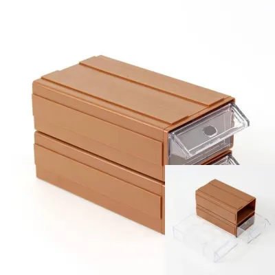 연결형 멀티 수납함 2p세트 9.5x5cm 브라운 부품 부품보관함