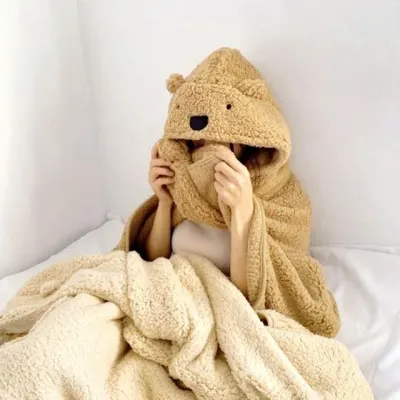 후드담요 입는담요 학생담요 곰돌이후드담요 3컬러