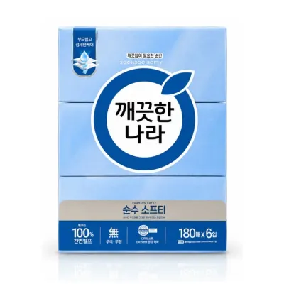 깨끗한나라 순수 소프티 미용티슈 갑티슈 180매X6개 휴지