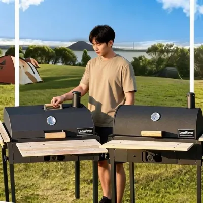 화로대 바베큐그릴 원통형 접이식 숯불 휴대용 캠핑 훈제 조리 구이 용품