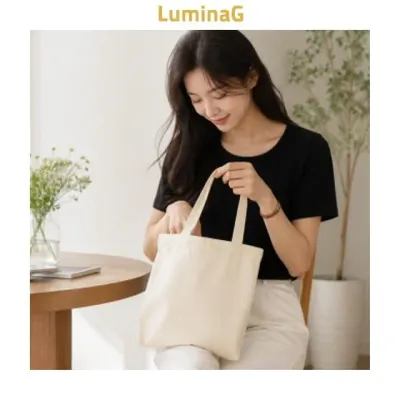 에코백 캔버스 무지 2p 세트 베이지 24x26.5cm 패브릭 소지품 수납