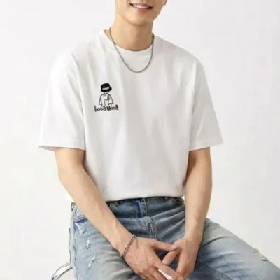 남성 여름 반팔티셔츠 라운드넥 그래픽 면 2컬러
