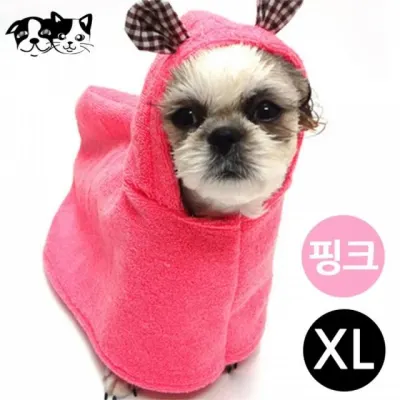강아지 애완동물 애견용품 강아지목욕타월 타올 드라이가운 애견미용사가운 핑크 XL