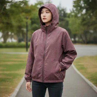크러셀 남녀 공용 체크 후드 윈드집 집업 점퍼 바람막이 재킷 후디
