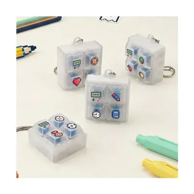 LED 픽셀 레트로 네모 키캡 키링 발광 가방고리 파우치 키보드키캡 백참