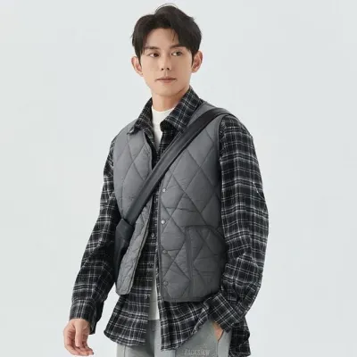 남성 경량 퀼팅 패딩조끼 다이아 누빔 베스트 겨울 아우터