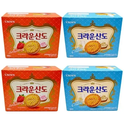 크라운제과 크라운산도 딸기 161g+크림 161g 각2개씩
