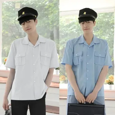 학생복 교복 유니폼 교복셔츠 화이트 하늘색 남자