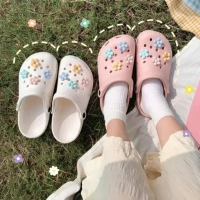 여성 플라워 구멍 슬리퍼 여름 물놀이 샌들 실내 실외 신발