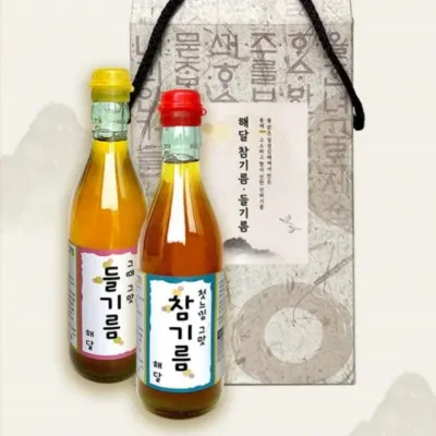 고소한 참기름350ml(x2) 들기름350ml(x2) 벌크 선물 업소용 식당 저온압착