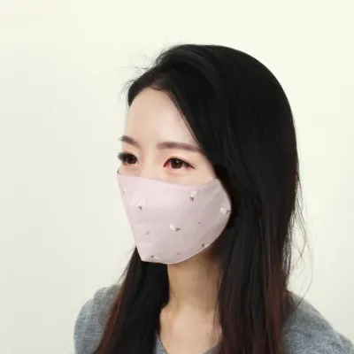 깃털패턴 3겹 필터 면마스크(핑크) 필터마스크 입체마스크 패션마스크 방한대