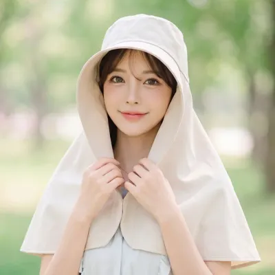 자외선차단 작업모자 챙넓은 햇빛가림모자 망토형 여름 버킷햇 밭일 농사모자 돌돌이썬캡 목가리개 벙거지