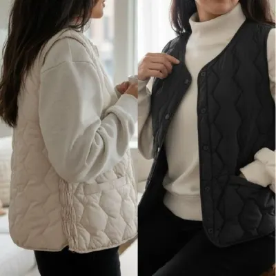 여성 패딩조끼 셔링 경량 겨울 아우터 슬림핏 홈웨어 겉옷