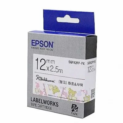 엡손 리락쿠마 라벨테이프 SGR12FPPX 핑크 12mmX2.5M (핑크)하트&샤워 갑 (5개입) 네임테이프 엡손라벨 스