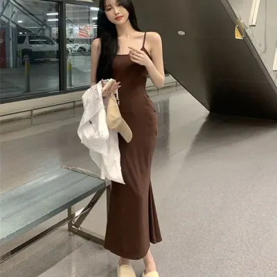 여성 끈나시 롱원피스 서스펜더 민소매 롱원피스