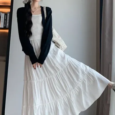 아레니아 캉캉 스커트 롱 여성 여름 쉬폰 하이웨이스트 치마 A10500
