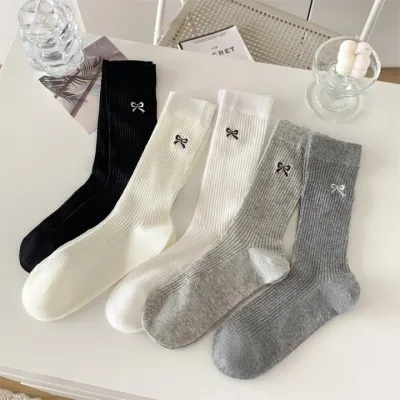 (무료배송) 리본 자수 시스루 여름양말 5컬러세트