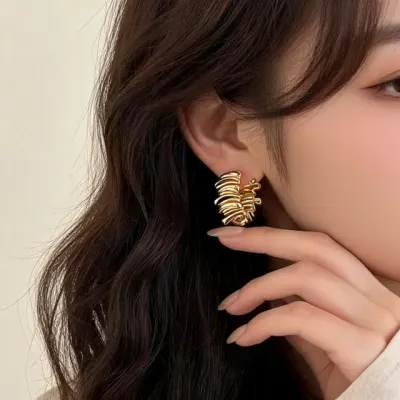 여성 귀걸이 셔링 꼬임 원터치 이어링 데일리 포인트 이어커프 귓볼 장식 악세사리