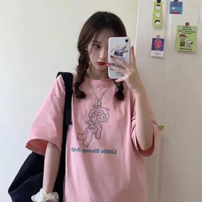 양천사 반팔 여성 박스 티셔츠