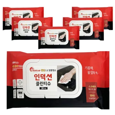 클린업 인덕션 클린티슈 30매 x(6개) 주방청소 찌든때