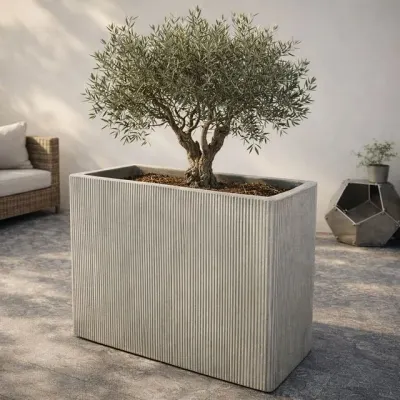 경량 시멘트 FRP 세로줄 직사각 화분 60x30x50cm