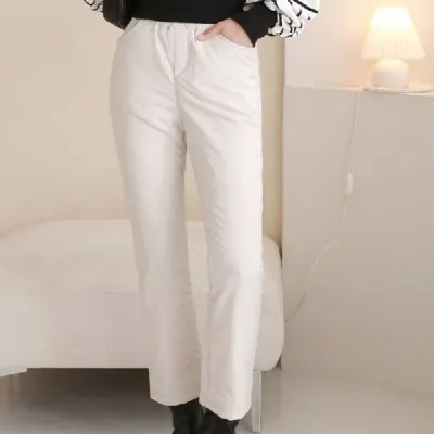 여성 일자 롱 팬츠 슬림핏 패딩 바지 2컬러